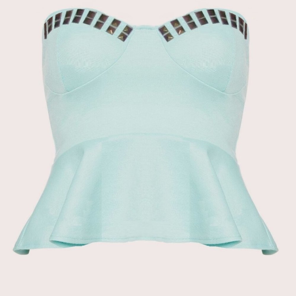 Studded Mint Blue Peplum Top with studs